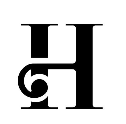 Stylized letter H with ornate swirl.
