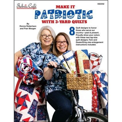 Two women with quilts and a basket on the cover of a quilting magazine featuring 3-yard quilt designs
