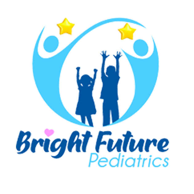 A logo for Bright Future Pediatrics shows a boy and a girl.