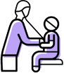 A doctor is examining a child with a stethoscope.