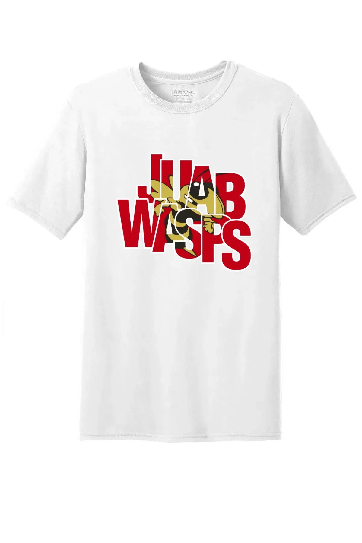 A white t-shirt with the word wasps on it.