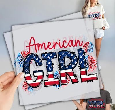 A person is holding a card that says `` american girl ''.