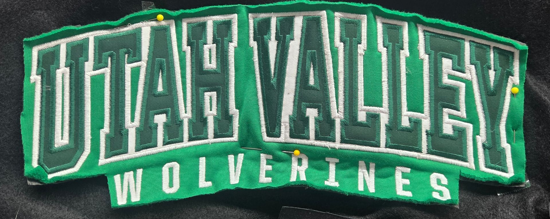 Green and white embroidered 