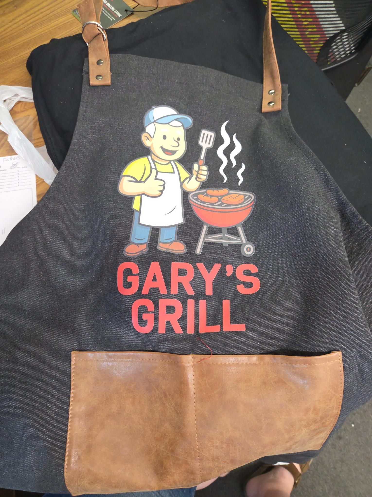 Black apron with 