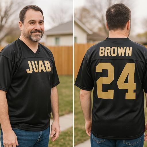 Man wearing a black jersey with 