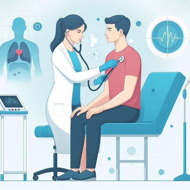 A doctor is examining a patient with a stethoscope.