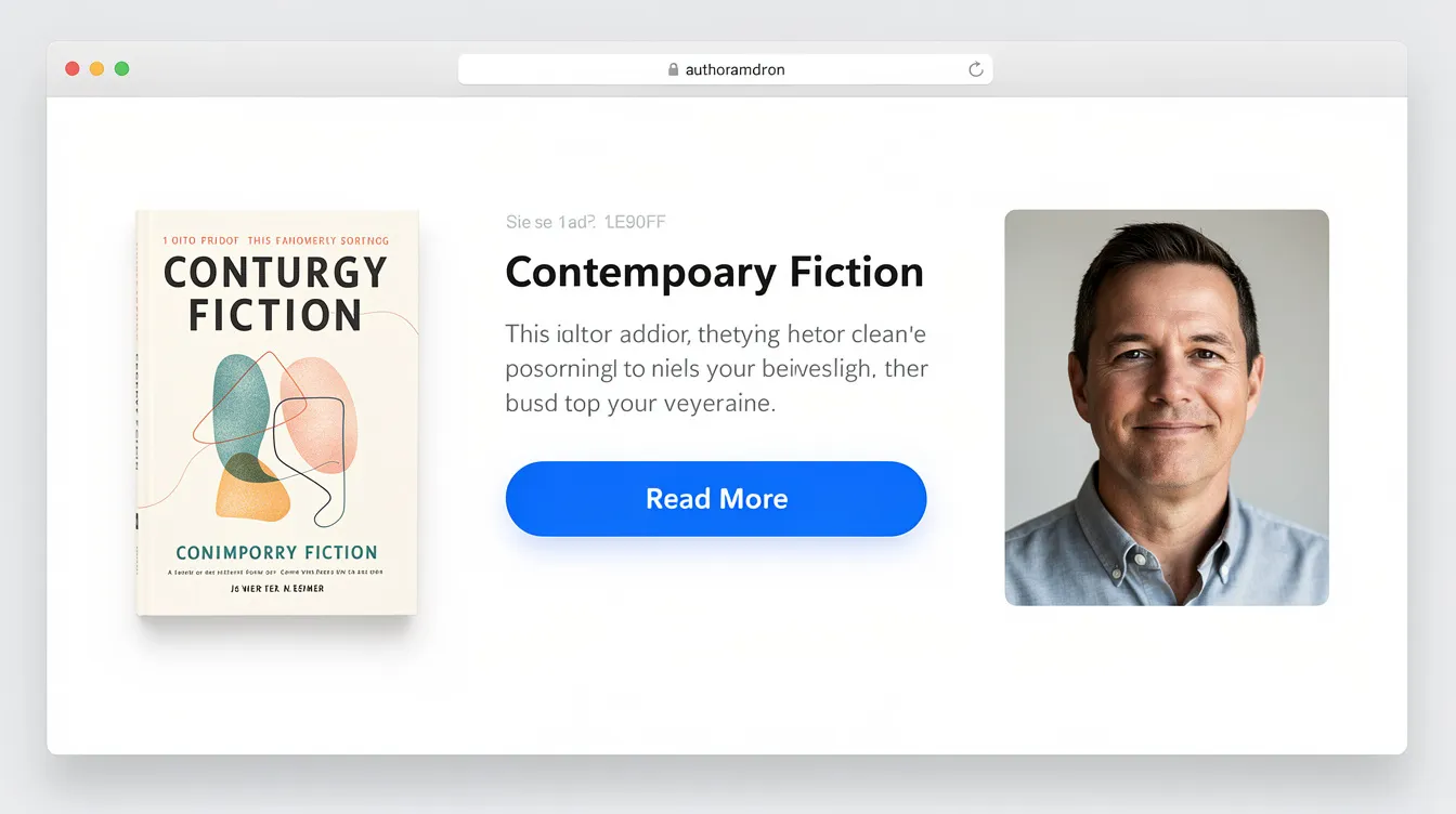 Contemporary Fiction course card with book cover, author headshot, and blue “Read More” button