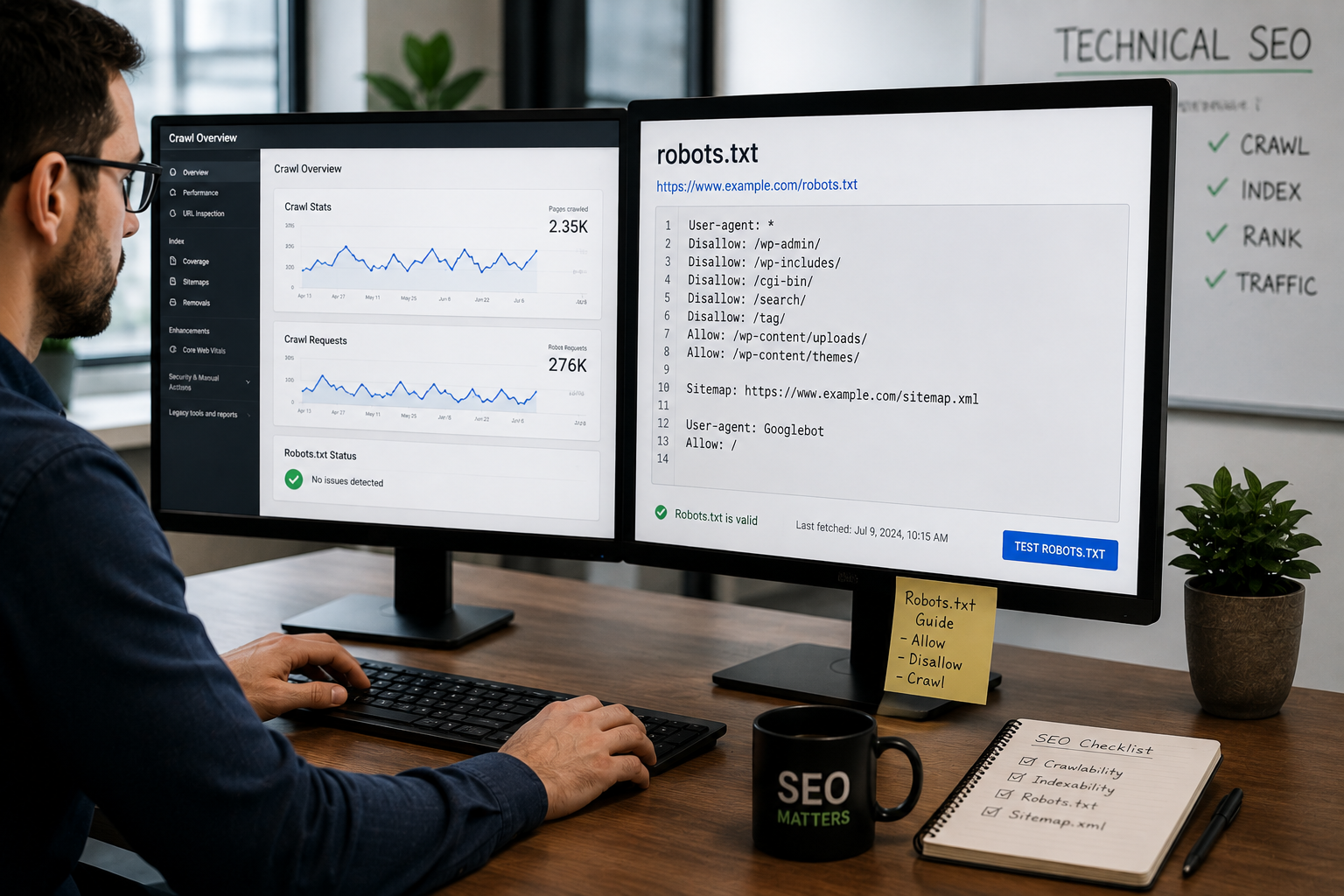 Professional scene or subject directly relevant to the brand and assigned topic. robots.txt