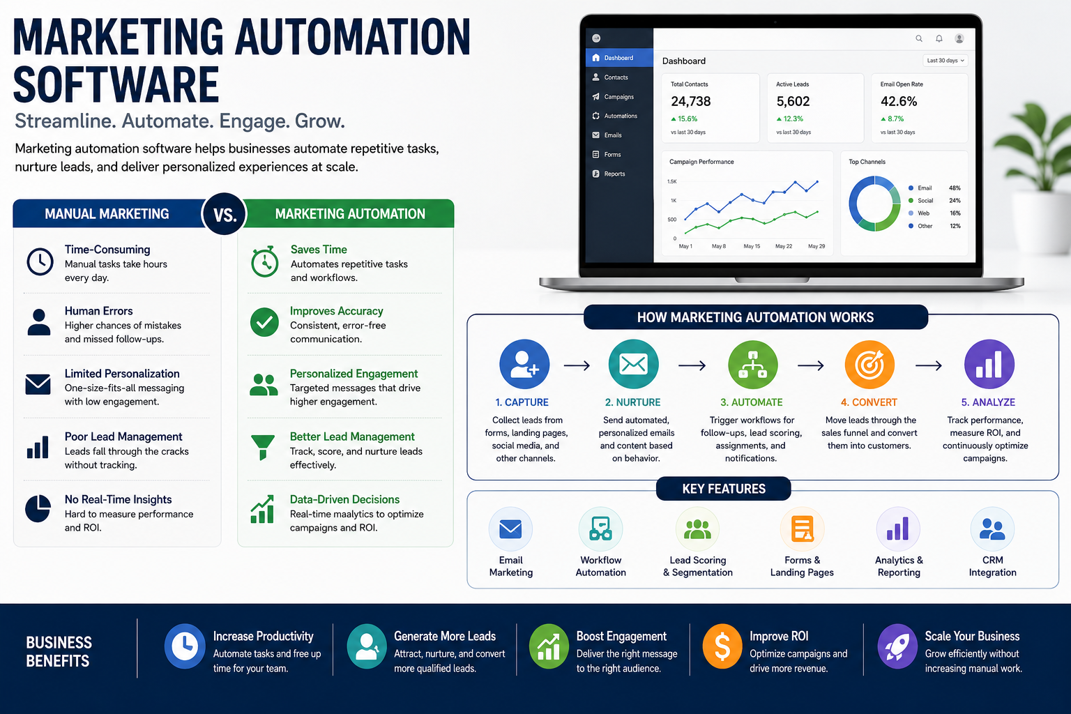 professional subject/scene, one process or comparison visual marketing automation software