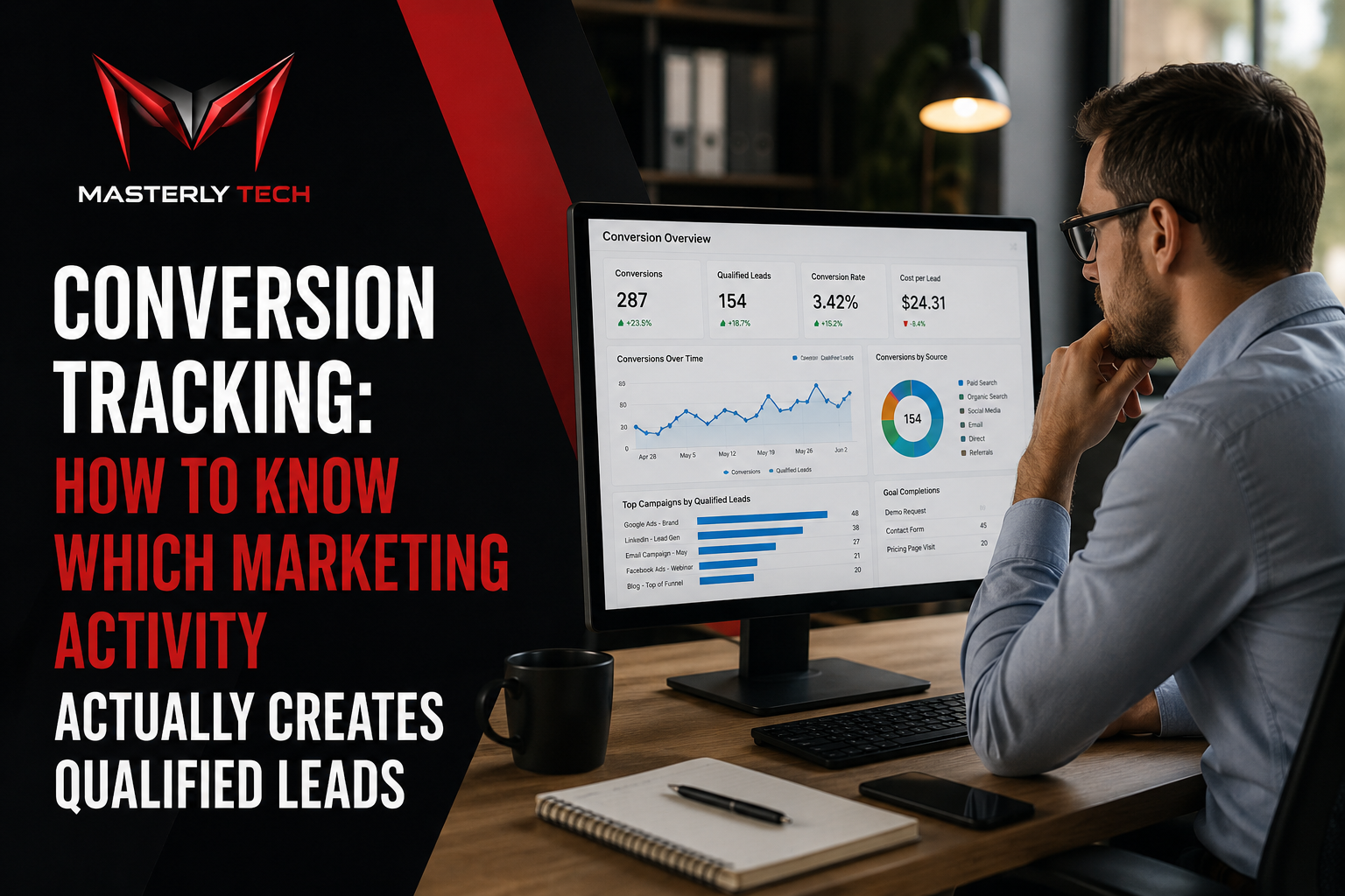 Conversion tracking dashboard for leads, calls, forms, and qualified lead reporting.