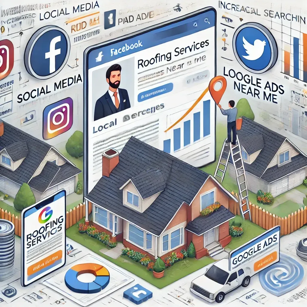 A man is standing on a ladder in front of a house.