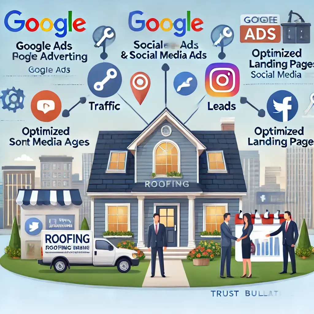 An illustration of a google ad for a roofing company