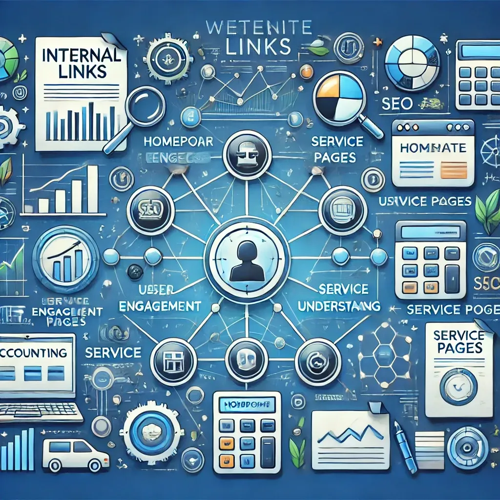 A blue background with a bunch of icons on it