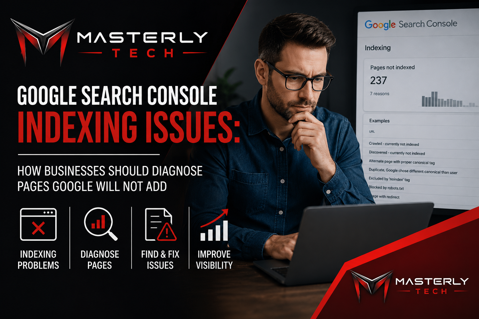 Google Search Console showing page not indexed errors