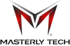 A logo for a company called masterly tech with a red m on a white background.