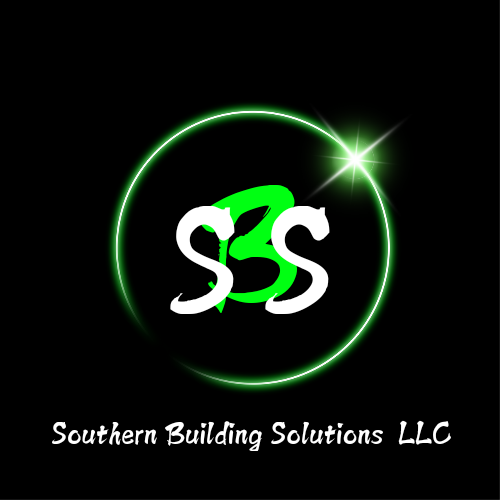 The logo for southern building solutions llc is a green circle with the letter s on it.