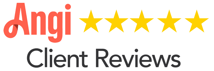 Angi logo with five yellow stars and text
