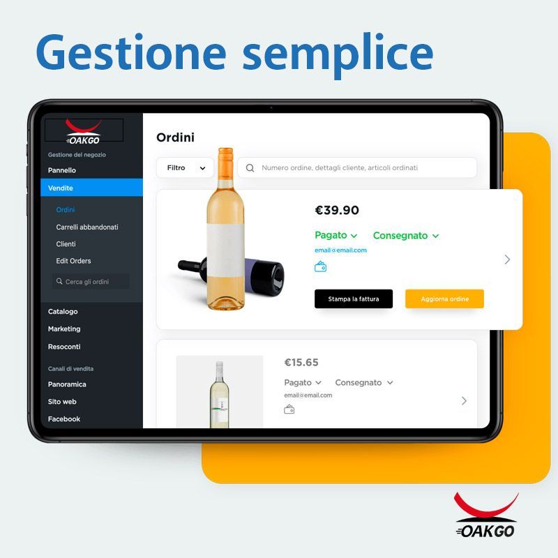 OAK eCommerce multicanale. Risparmia tempo e gestisci facilmente tutti i canali online