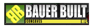 Logo for Bauer Built Mfg. Concaves featuring a yellow "BB" icon on a green square next to silver text on a black background.