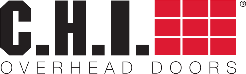 The black C.H.I. logo with a red grid icon and the words "OVERHEAD DOORS" underneath.