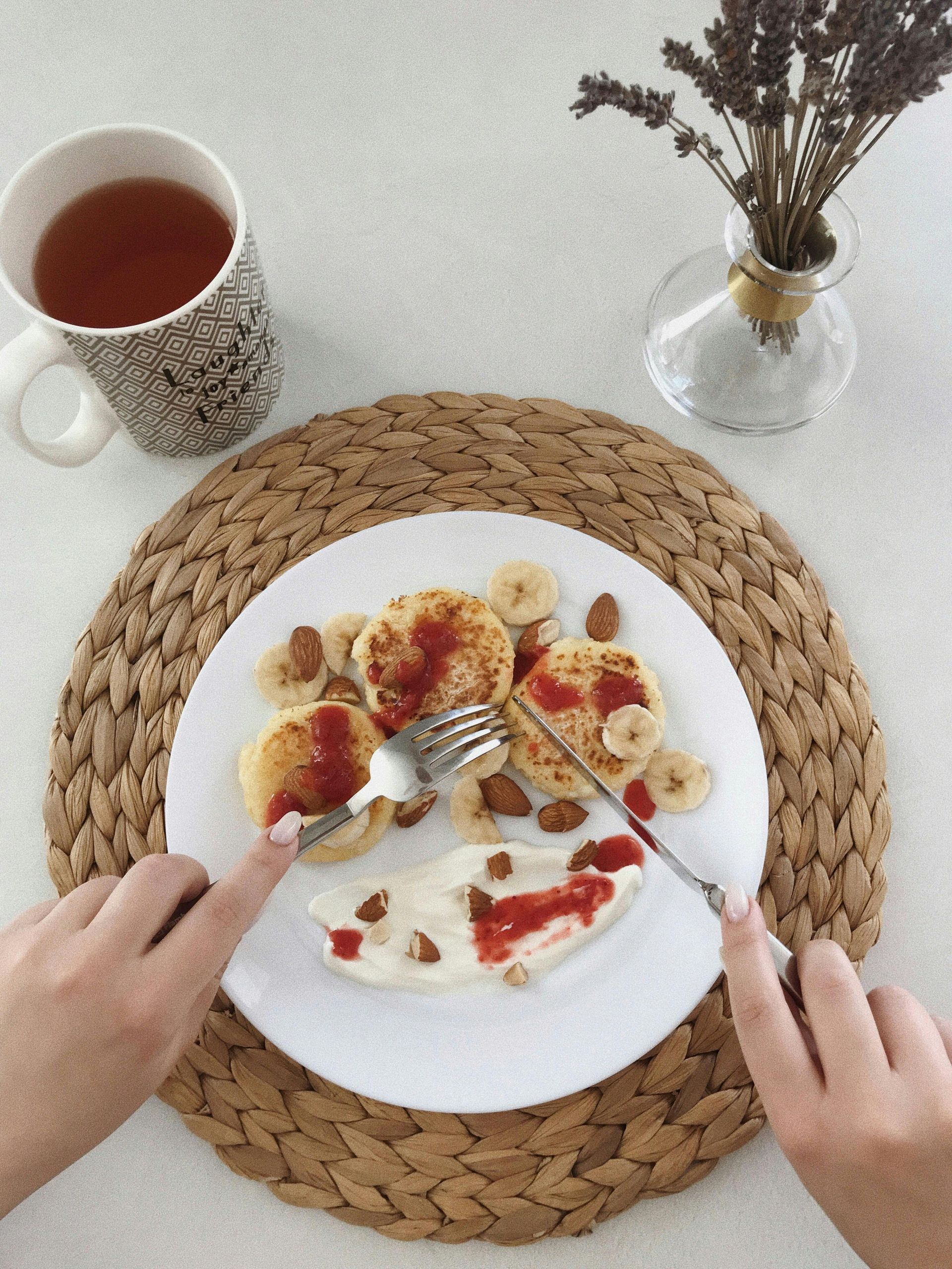 Healthy snack on plate being eaten
