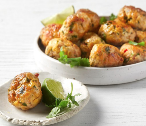 Thai Chicken Meatball on plate ready to eat