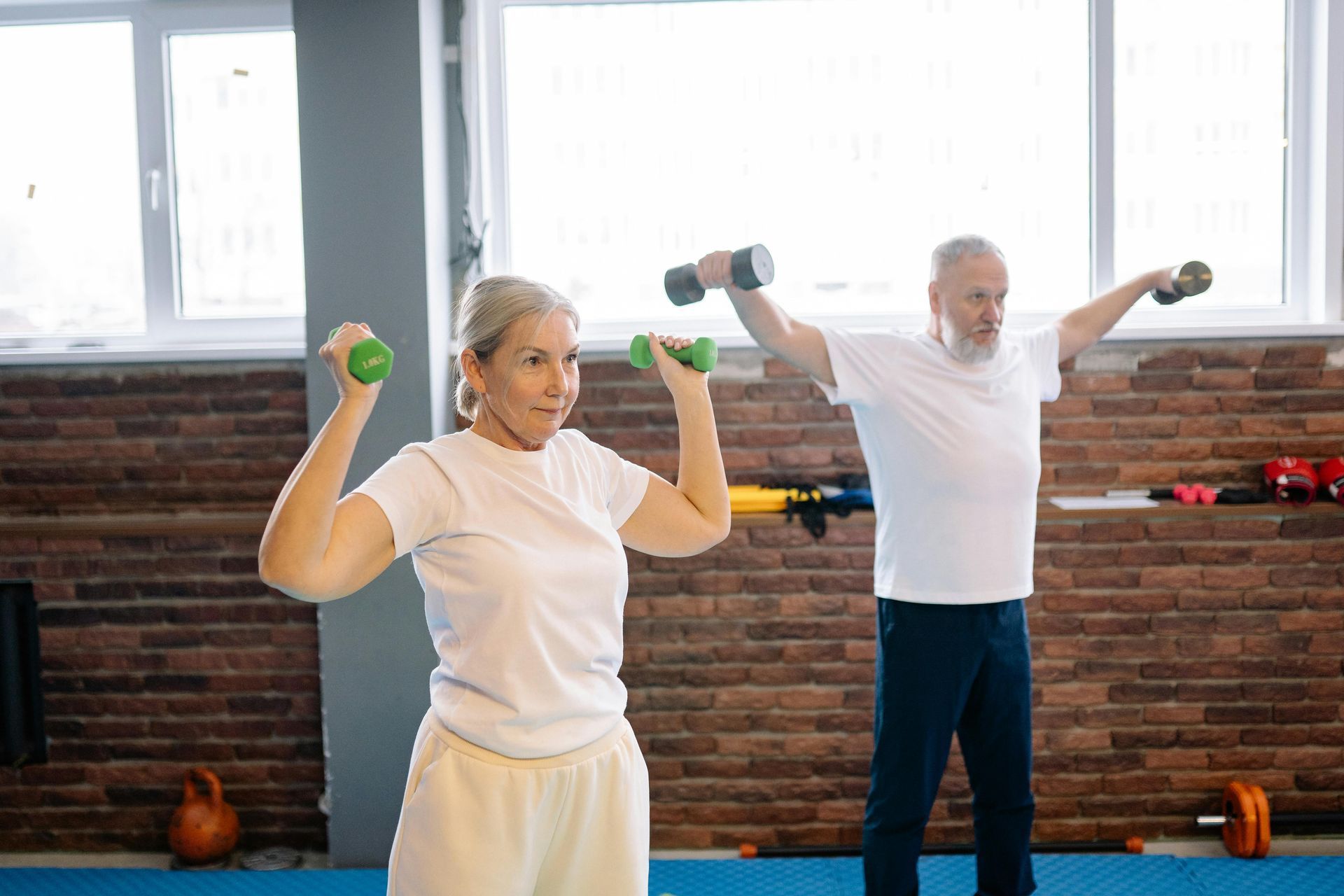 Seniors enjoying a fitness class