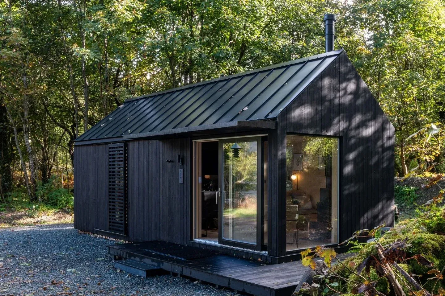 Modern black metal cabin.