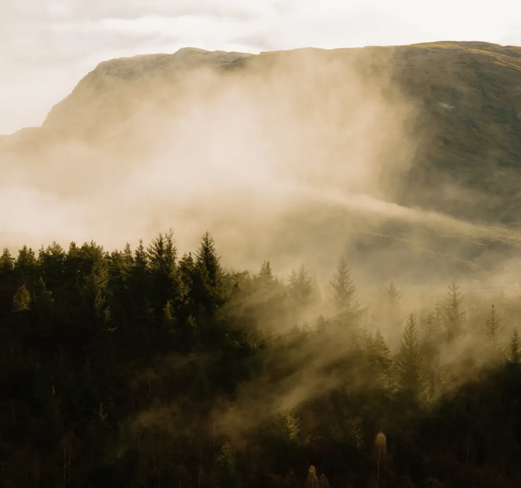 Scenic landscape in the Cairngorms National Park near Kabn cabins.