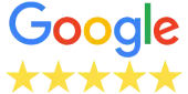 Google logo above five gold stars