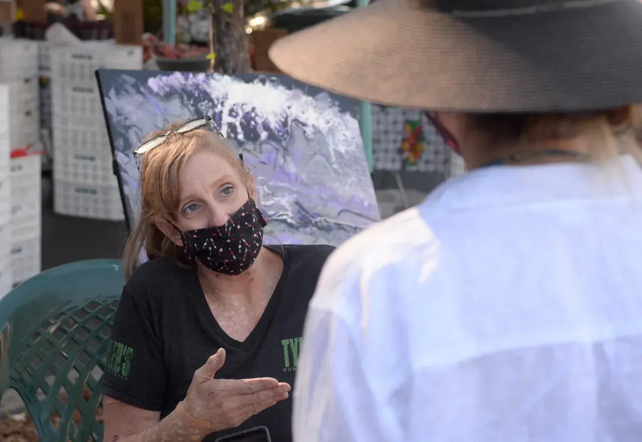 Jenn at Farmers Market in Novato educating our community.