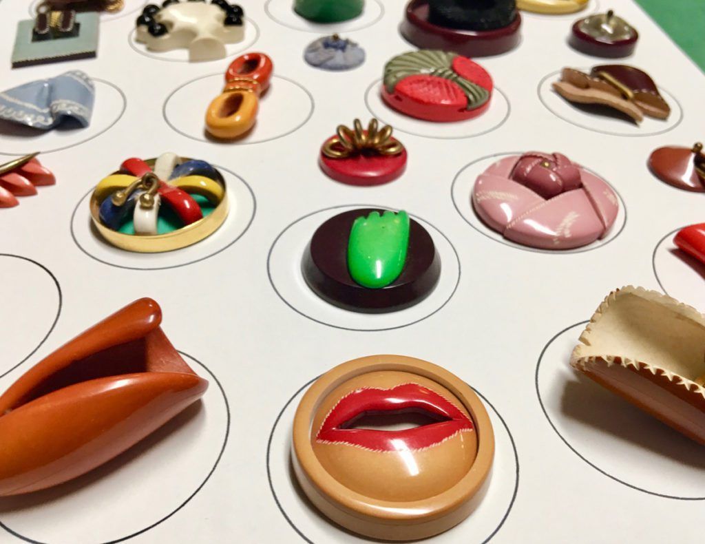 A bunch of different colored objects on a table