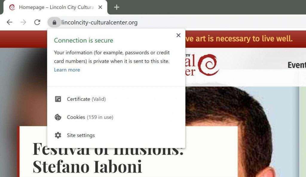 A screenshot of a website with a picture of a man on it.