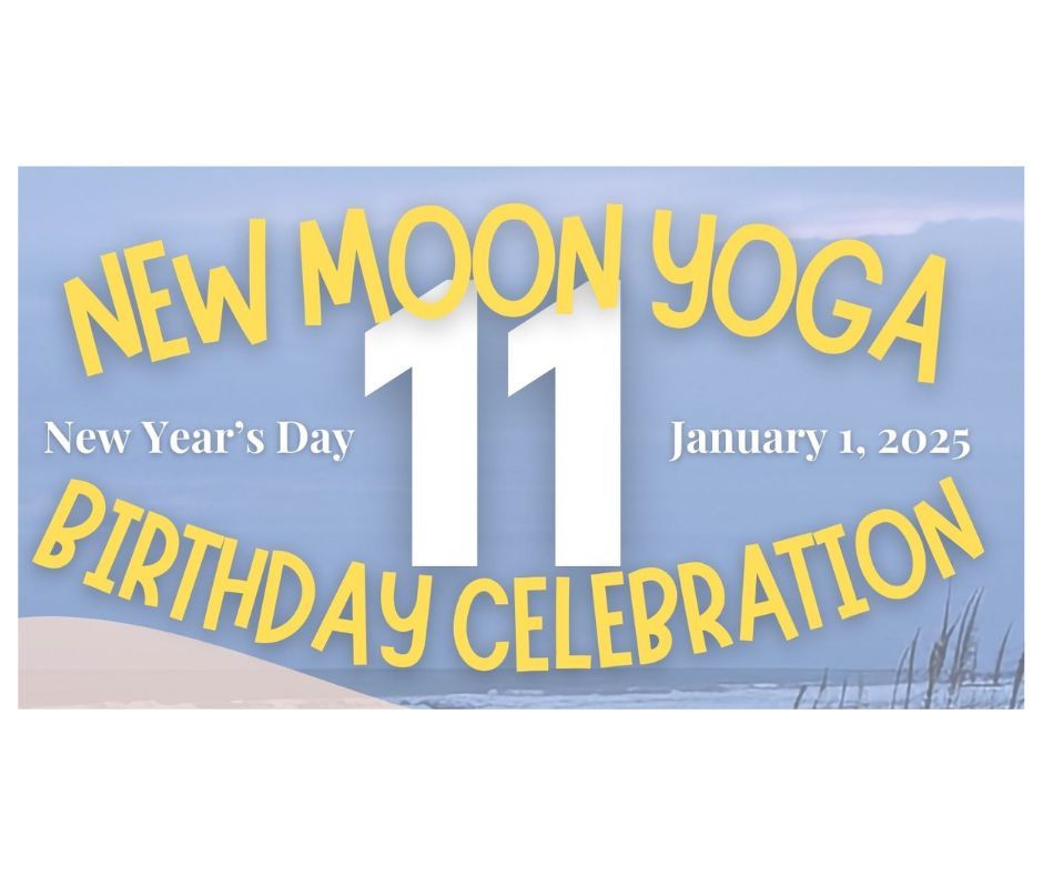 A poster for a new moon yoga birthday celebration