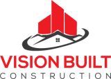 Red and white building logo with the text