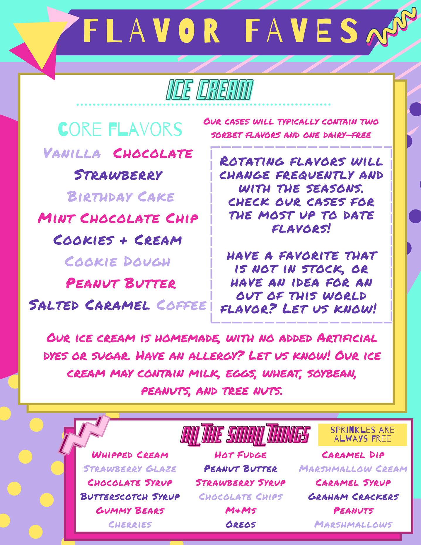 Menu board titled 