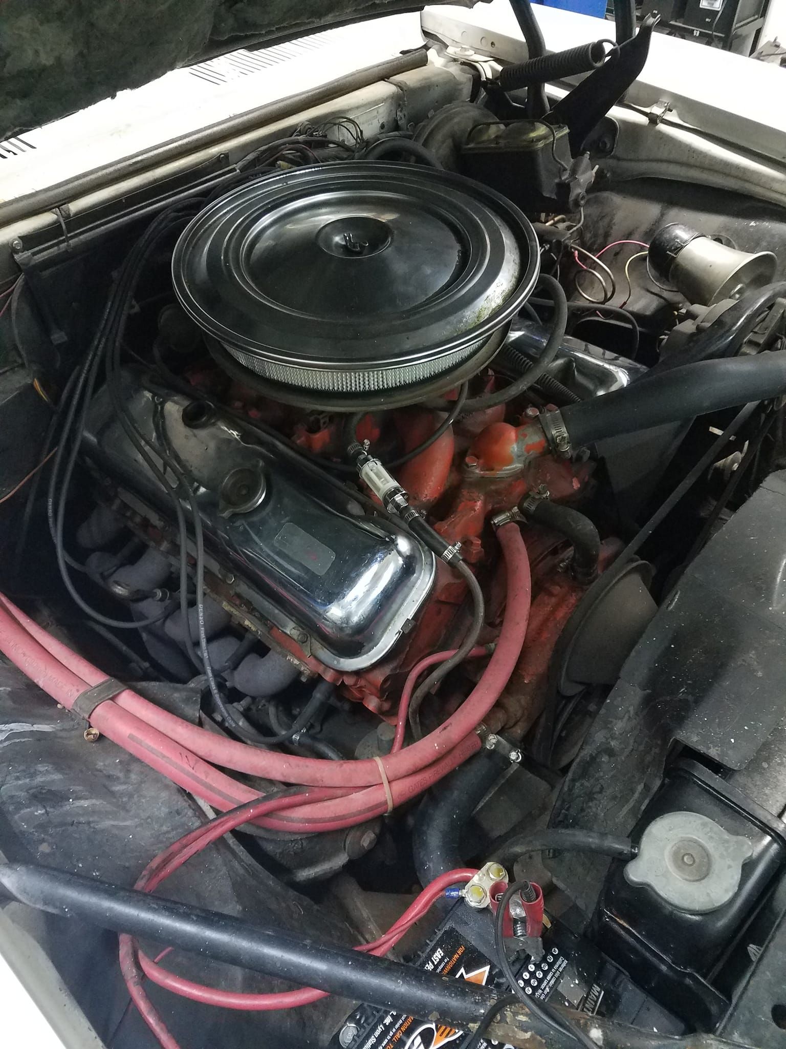Car Engine with A Hood Open