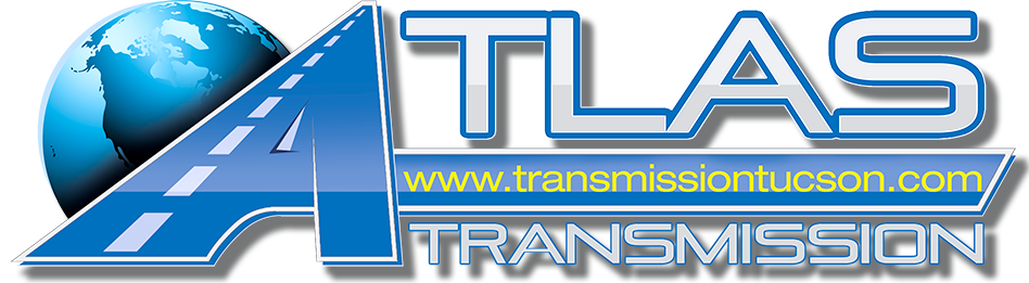 A blue atlas transmission logo with a globe in the background