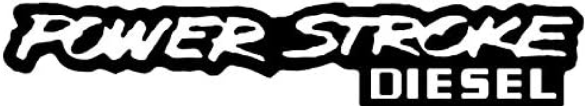 A black and white logo for power stroke diesel