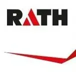 RATH logo in black and red with a red angular underline on a white background