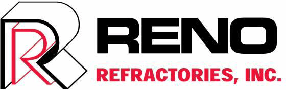 Reno Refractories, Inc. logo with black and red stylized “R” on a white background