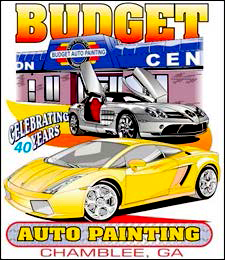 A poster for budget auto painting in chamblee ga