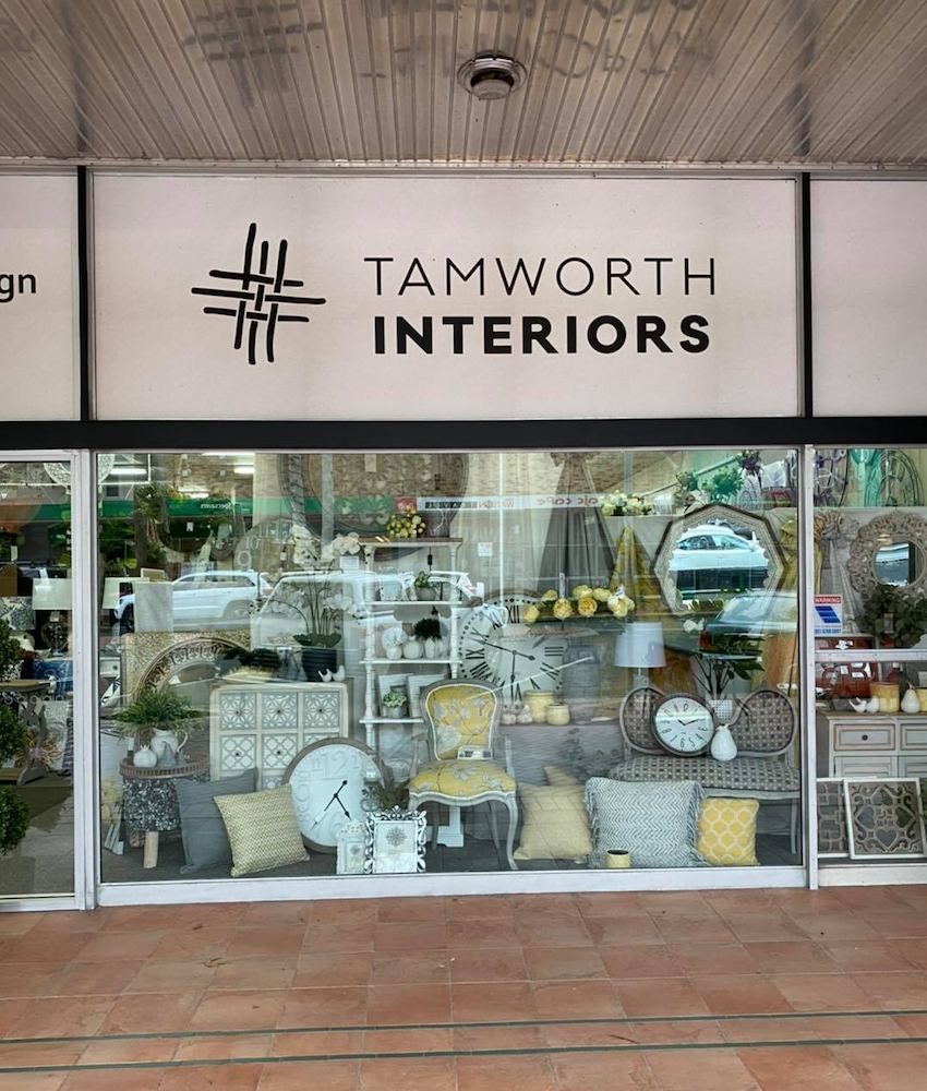 A Store Front With a Sign That Says Tamworth Interiors — Tamworth Interiors in Tamworth, NSW 