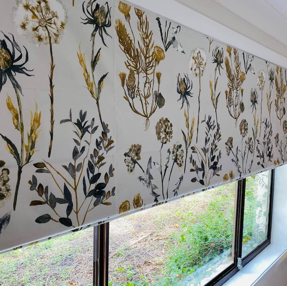 A Window With a Blind With Flowers on It — Tamworth Interiors in Armidale, NSW 