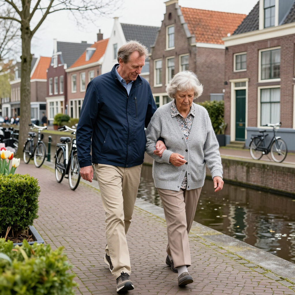 Een Gea die haar client helpt bij een spelletje, gezelligheid en steun.