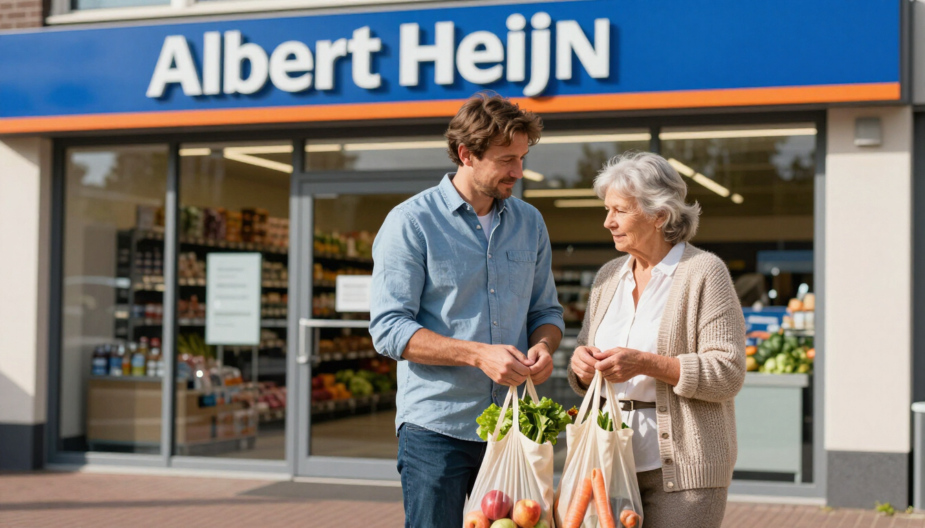 Zoon helpt moeder met de boodschappen tijdens een hittegolf