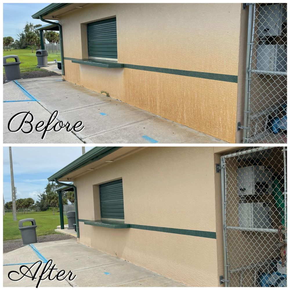 A before and after picture of a building.