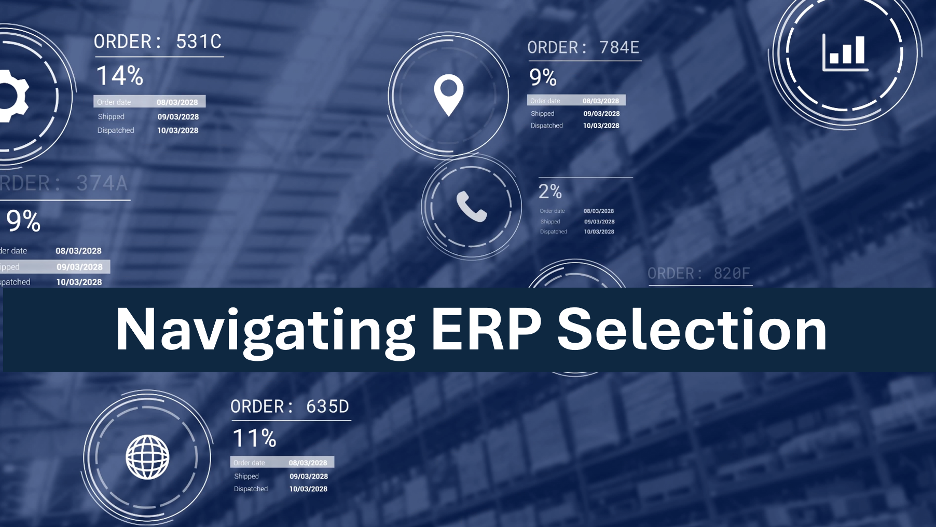 A computer screen with the words navigating erp selection on it