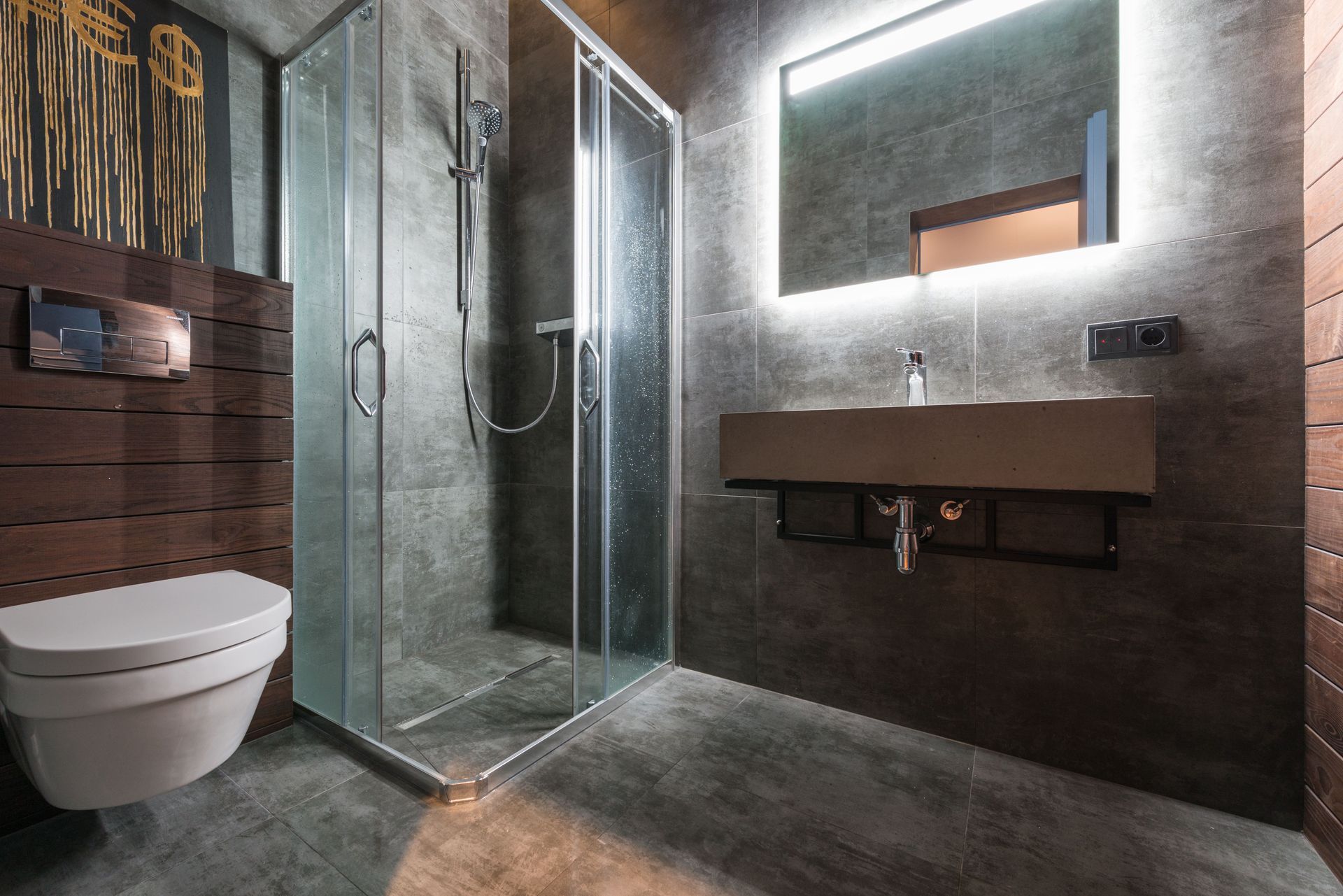 Modern remodeled bathroom with walk-in shower in a Tallahassee, FL home