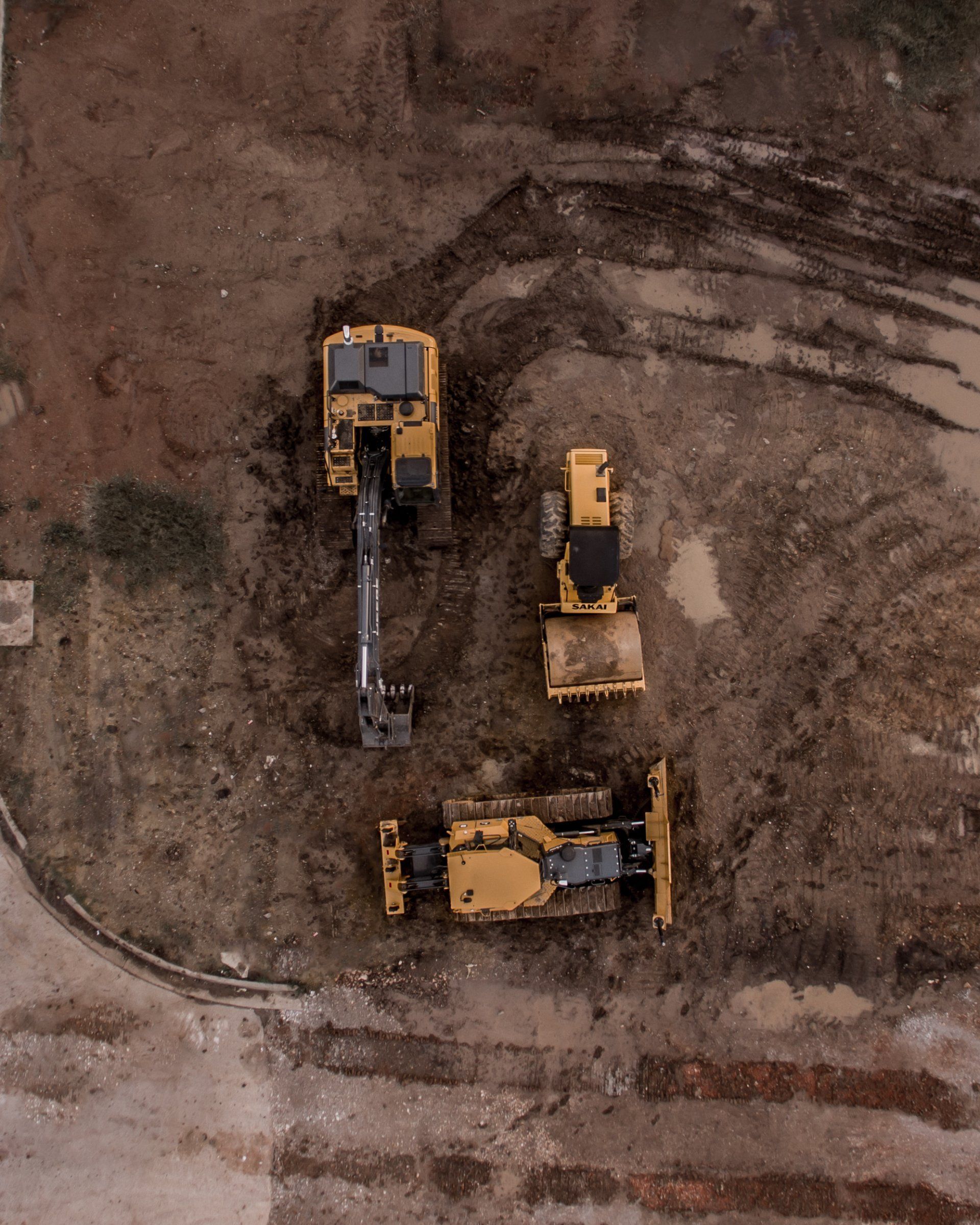 trucks excavating land